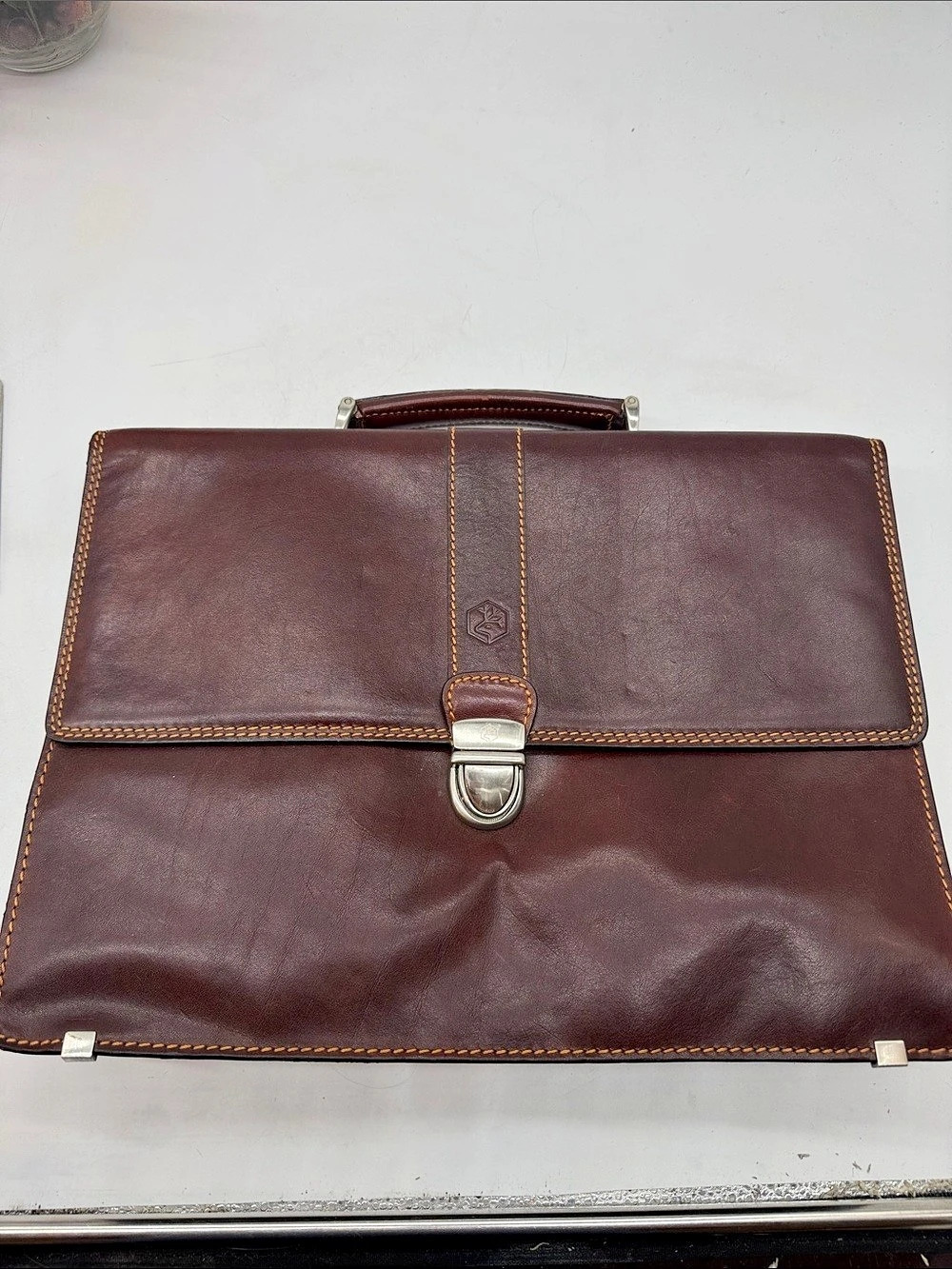 In Pell Leather Briefcase in Brown